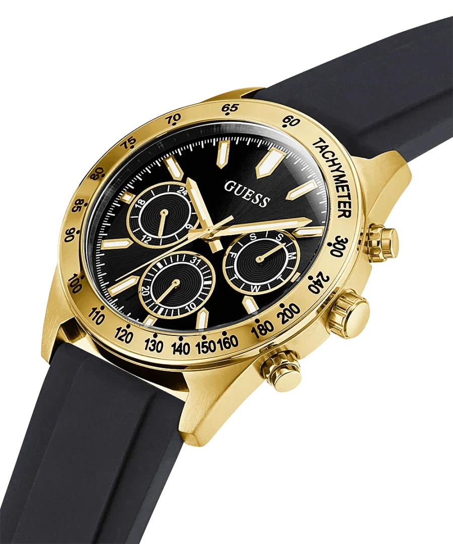 Guess Sport Multifunctional Black Dial Black Rubber Strap Watch for Men - GW0332G2