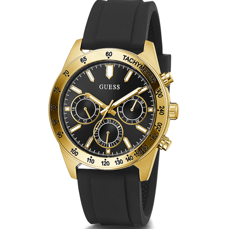 Guess Sport Multifunctional Black Dial Black Rubber Strap Watch for Men - GW0332G2