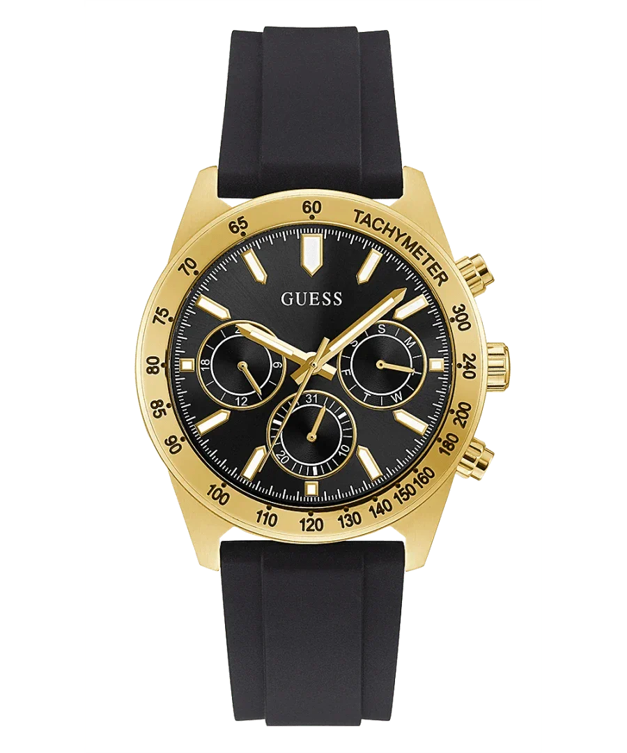 Guess Sport Multifunctional Black Dial Black Rubber Strap Watch for Men - GW0332G2