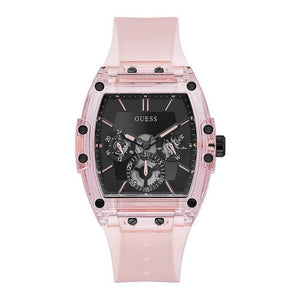 Guess Sporting Black Dial Pink Rubber Strap Watch for Men - GW0032G1