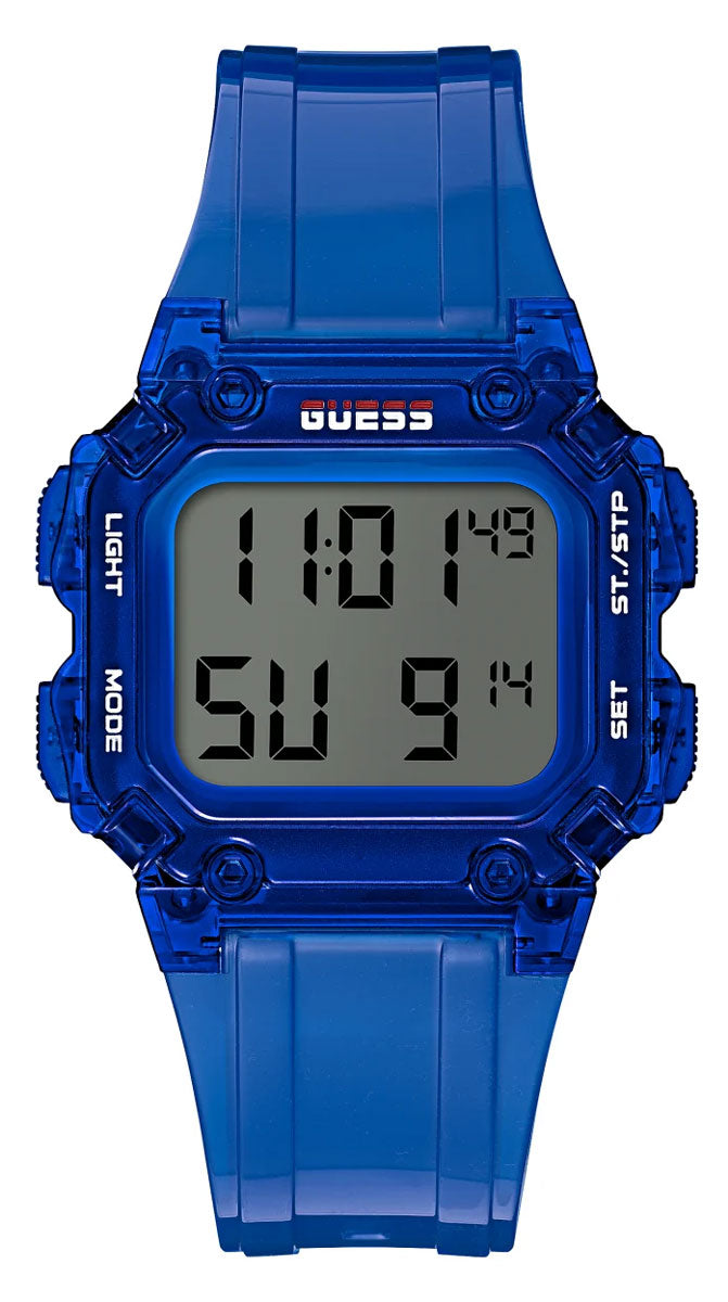 Guess Stealth Blue Dial Blue Rubber Strap Watch for Men - GW0270G3