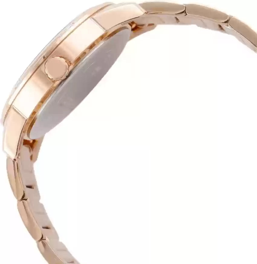 Guess Studio Rose Gold Dial Rose Gold Steel Strap Watch For Women - W0778L3