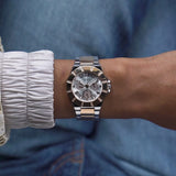 Guess Sunray Multifunction Crystals Silver Dial Two Tone Steel Strap Watch For Women - GW0616L3