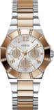 Guess Sunray Multifunction Crystals Silver Dial Two Tone Steel Strap Watch For Women - GW0616L3
