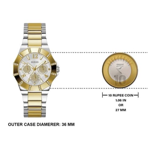 Guess Sunray Multifunction Silver Dial Two Tone Steel Strap Watch for Women - GW0616L2