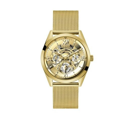 Guess Tailor Multifunction Gold Dial Gold Mesh Bracelet Watch for Men - GW0368G2