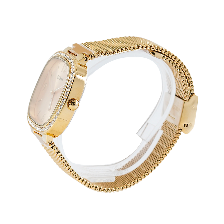 Guess Tapestry Diamonds Gold Dial Gold Mesh Bracelet Watch for Women - GW0354L2