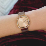 Guess Tapestry Diamonds Rose Gold Dial Rose Gold Mesh Bracelet Watch for Women - GW0354L3