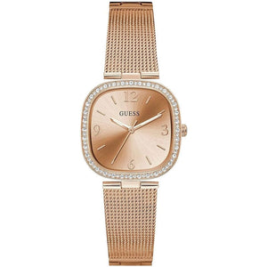 Guess Tapestry Diamonds Rose Gold Dial Rose Gold Mesh Bracelet Watch for Women - GW0354L3