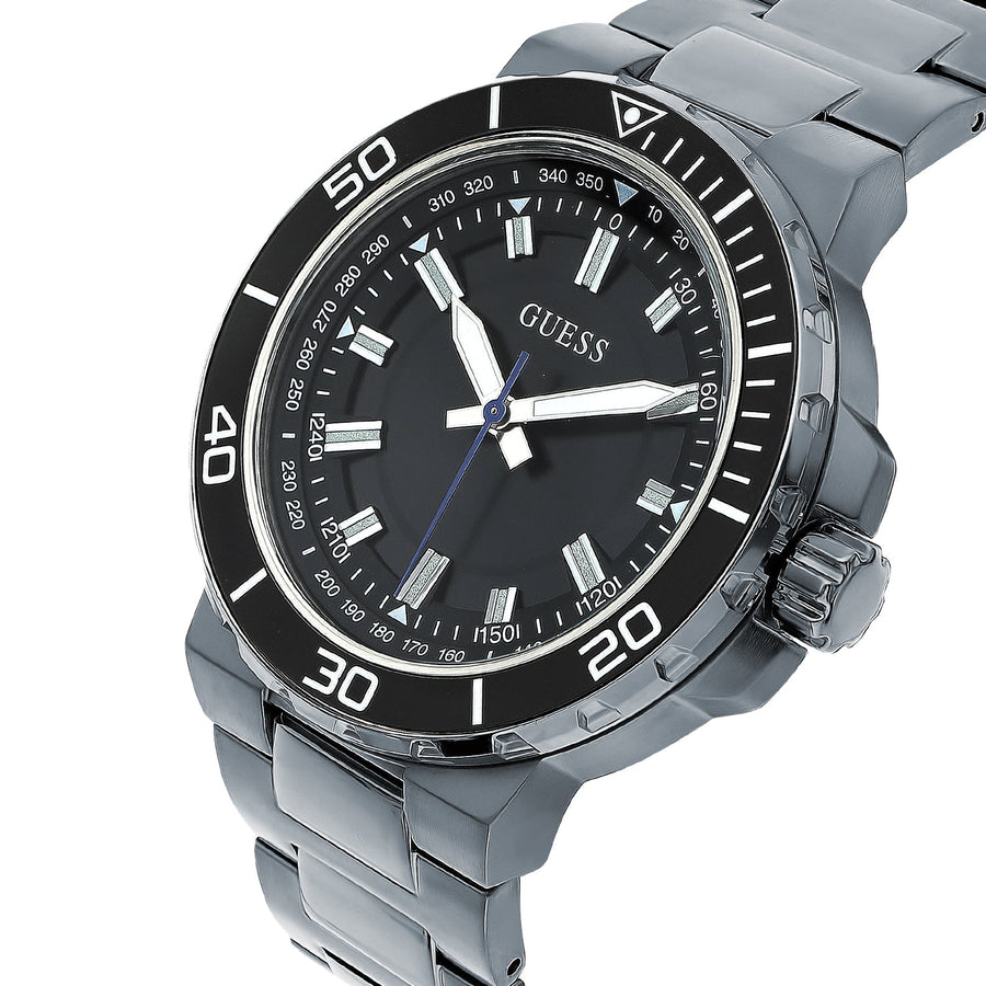 Guess Track Black Dial Silver Steel Strap Watch for Men - GW0426G1