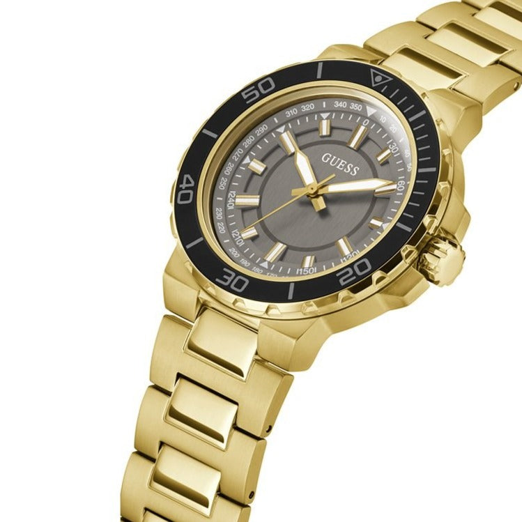 Guess Track Grey Dial Gold Steel Strap Watch for Men - GW0426G2