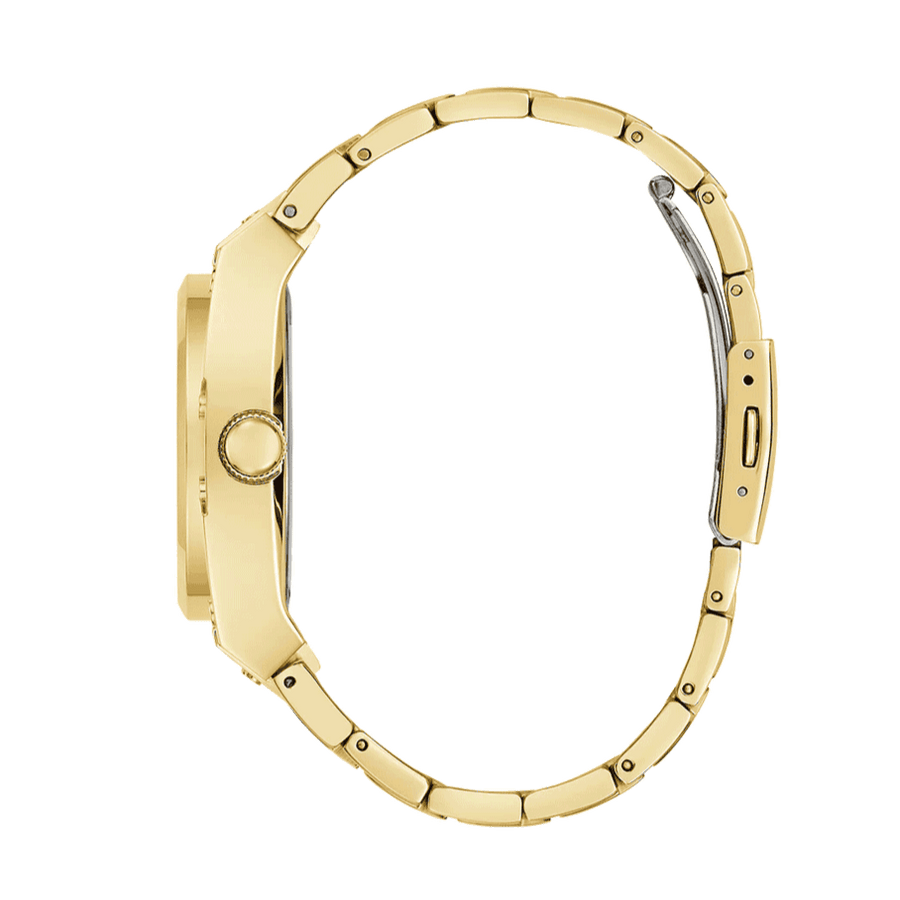Guess Trend Analog Green Dial Gold Steel Strap Watch For Men - GW0624G2