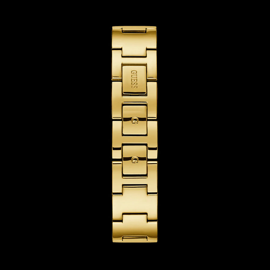 Guess Tri Glitz Quartz Diamonds Gold Dial Gold Mesh Bracelet Watch For Women - W1142L2