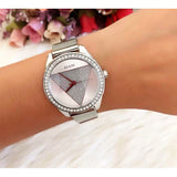 Guess Tri Glitz Quartz Silver Dial Silver Mesh Bracelet Watch For Women - W1142L1