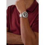 Guess Trophy Chronograph Diamonds Black Dial Silver Steel Strap Watch for Men - GW0390G1