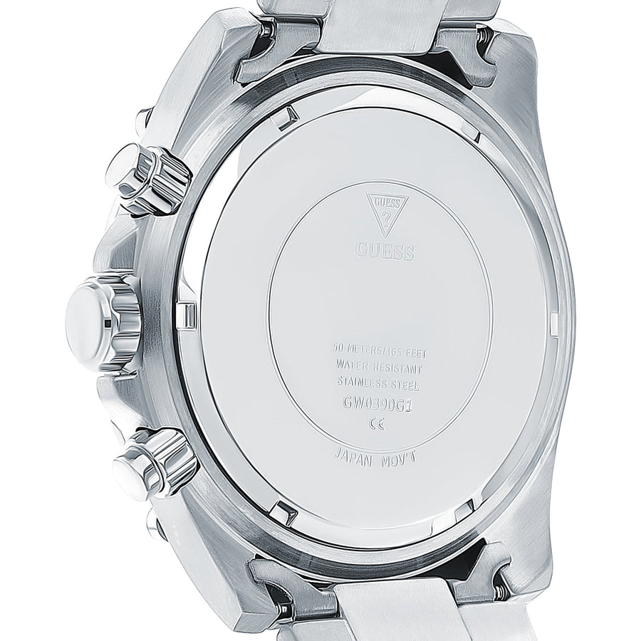 Guess Trophy Chronograph Diamonds Black Dial Silver Steel Strap Watch for Men - GW0390G1
