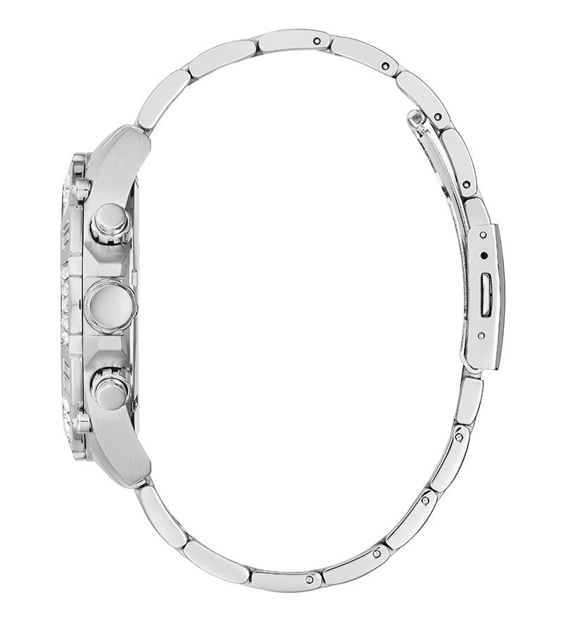 Guess Trophy Chronograph Diamonds Black Dial Silver Steel Strap Watch for Men - GW0390G1
