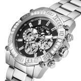 Guess Trophy Chronograph Diamonds Black Dial Silver Steel Strap Watch for Men - GW0390G1