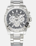Guess Trophy Chronograph Diamonds Black Dial Silver Steel Strap Watch for Men - GW0390G1