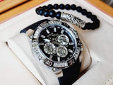 Guess Trophy Multifunction Black Dial Black Rubber Strap Watch for Men - GW0333G1