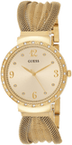 Guess Chiffon Gold Dial Gold Mesh Bracelet Watch For Women - W1083L2