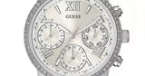 Guess Mini Sunrise Chronograph Quartz Silver Dial Silver Steel Strap Watch For Women - W0623L1