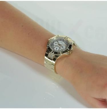 Guess Vista Diamonds Gold Dial Gold Steel Strap Watch for Women - W13573L1