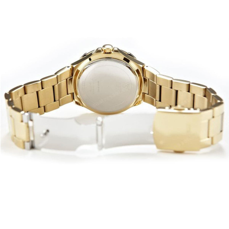 Guess Vista Diamonds Gold Dial Gold Steel Strap Watch for Women - W13573L1