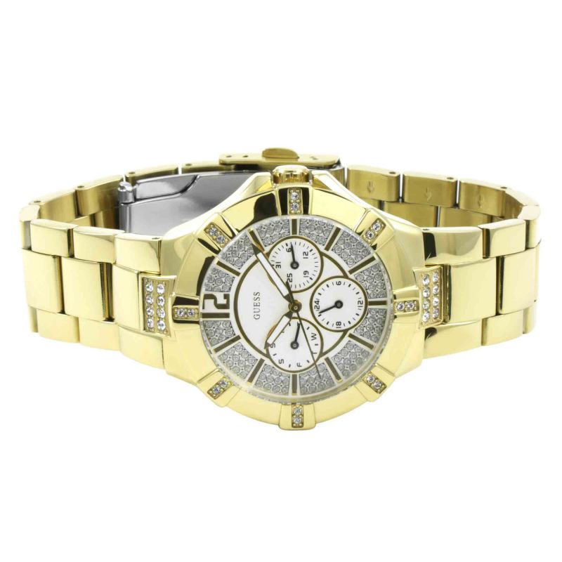 Guess Vista Diamonds Gold Dial Gold Steel Strap Watch for Women - W13573L1