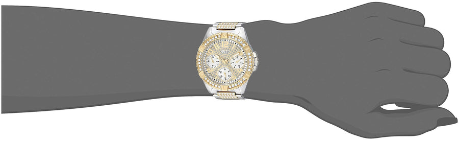 Guess Viva Diamonds Silver Dial Two Tone Steel Strap Watch for Women - W0111L5