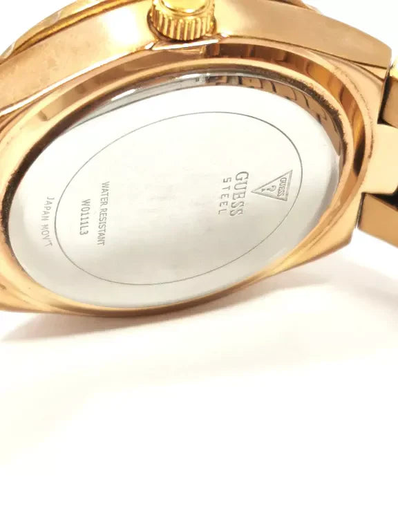 Guess Viva Diamonds White Dial Rose Gold Steel Strap Watch for Women - W0111L3