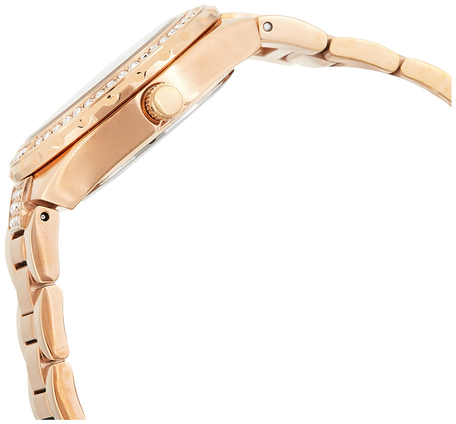 Guess Viva Diamonds White Dial Rose Gold Steel Strap Watch for Women - W0111L3