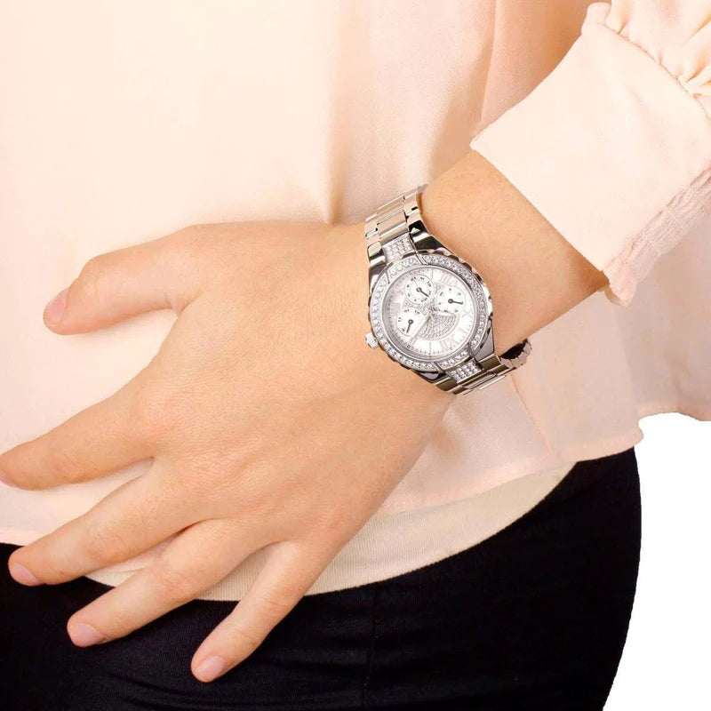 Guess Viva Quartz Silver Dial Silver Steel Strap Watch For Women - W0111l1
