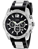 Guess Intrepid Chronograph Black Dial Two Tone Steel Strap Watch for Men - W0167G1