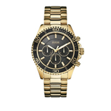 Guess Chaser Chronograph Black Dial Gold Steel Strap Watch for Men - W0170G2