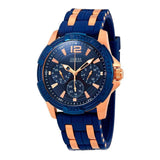 Guess Oasis Blue Dial Blue & Rose Gold Stainless Steel Strap Watch For Men - W0366G4