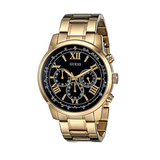 Guess Horizon Chronograph Black Dial Gold Steel Strap Watch For Men - W0379G4