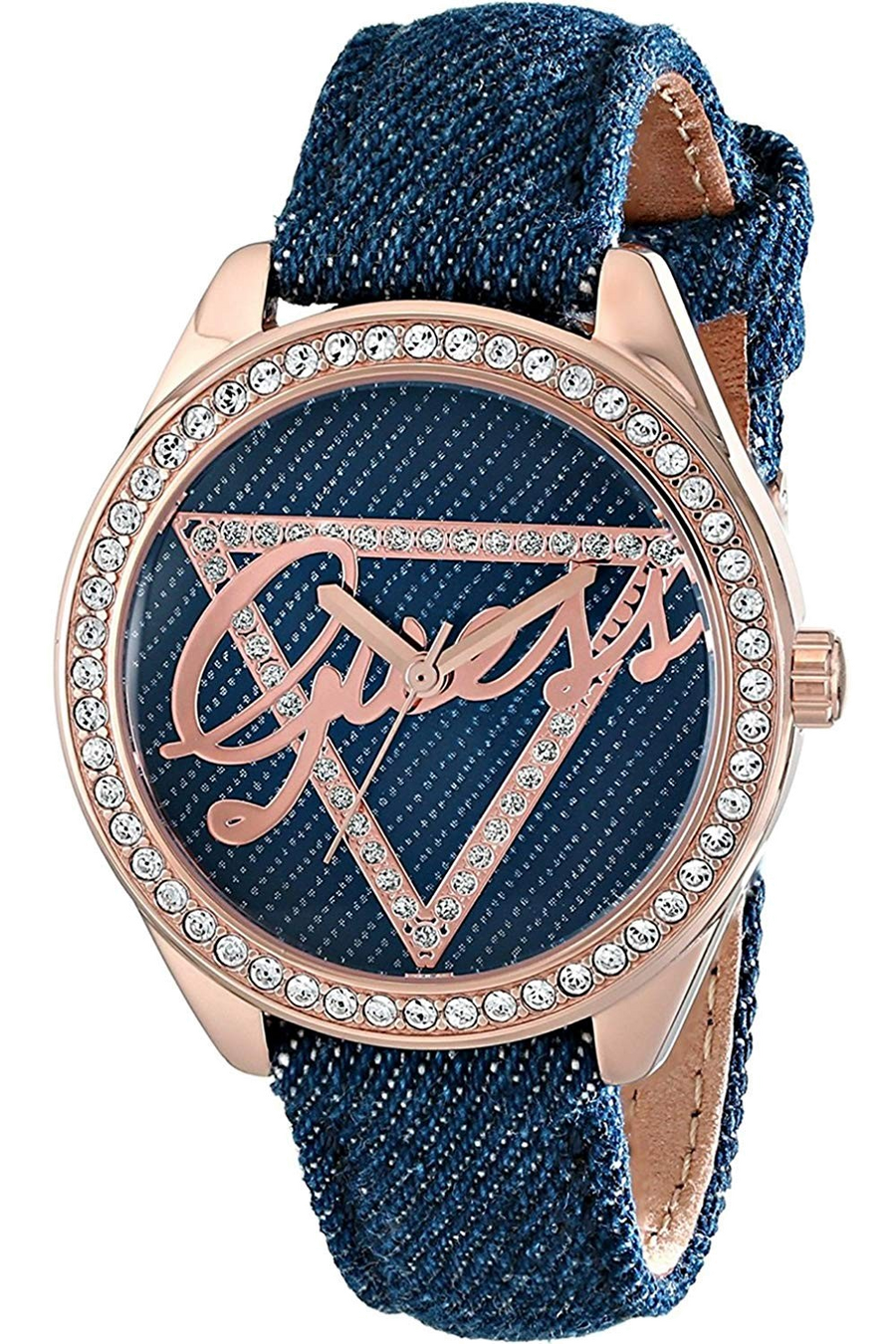 Guess Little Flirt Quartz Blue Dial Blue Leather Strap Watch For Women - W0456L6