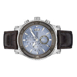 Guess Pinnacle Chronograph Quartz Blue Dial Brown Leather Strap Watch For Men - W0673G1