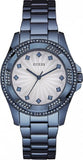 Guess Pinwheel Analog Silver Dial Blue Steel Strap Watch for Women - W0702L1