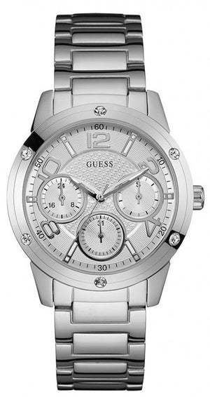 Guess Confetti Silver Dial Silver Steel Strap Watch for Women - W0778L1