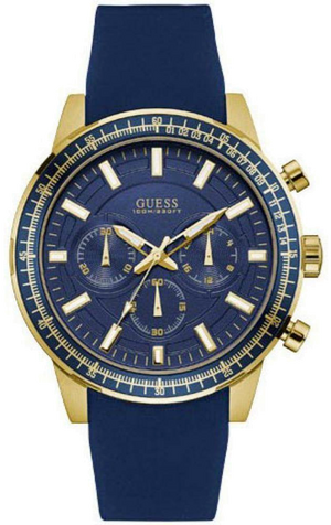 Guess Fuel Chronograph Blue Dial Blue Rubber Strap Watch for Men - W0802G2