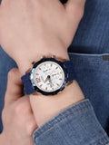 Guess Caliber Chronograph White Dial Blue Silicone Strap Watch for Men - W0864G5