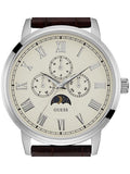 Guess Delancy Quartz White Dial Brown Leather Strap Watch For Men - W0870G1