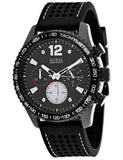 Guess Fleet Chronograph Black Dial Black Rubber Strap Watch for Men - W0971G1