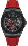 Guess Legacy Black Dial Red Silicone Strap Watch for Men - W1049G6