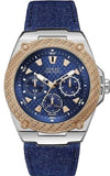 Guess Legacy Analog Blue Dial Blue Denim Strap Watch for Men - W1058G1