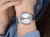 Guess Chiffon Silver Dial Silver Mesh Bracelet Watch For Women - W1083L1