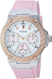 Guess Zena Quartz White Dial Pink Rubber Strap Watch For Women - W1094L4