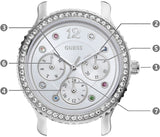 Guess Enchanting Diamonds Silver Dial Silver Steel Strap Watch for Women - W0305L1